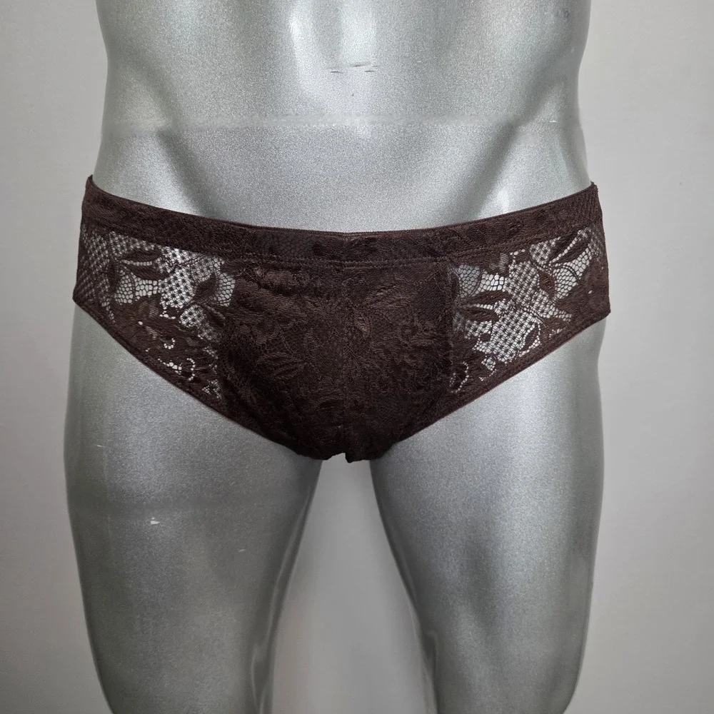 Cosabella luxurious stretch lace Briefs Brown Floral Mid Rise New
